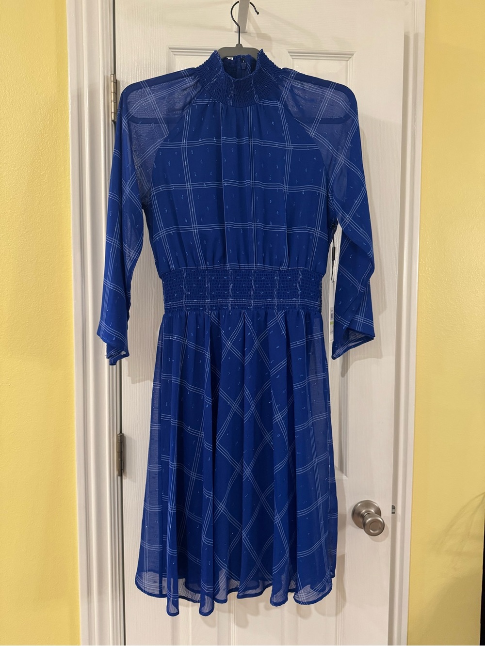 NWT Calvin Klein Royal Blue Sparkly Smocked Dress